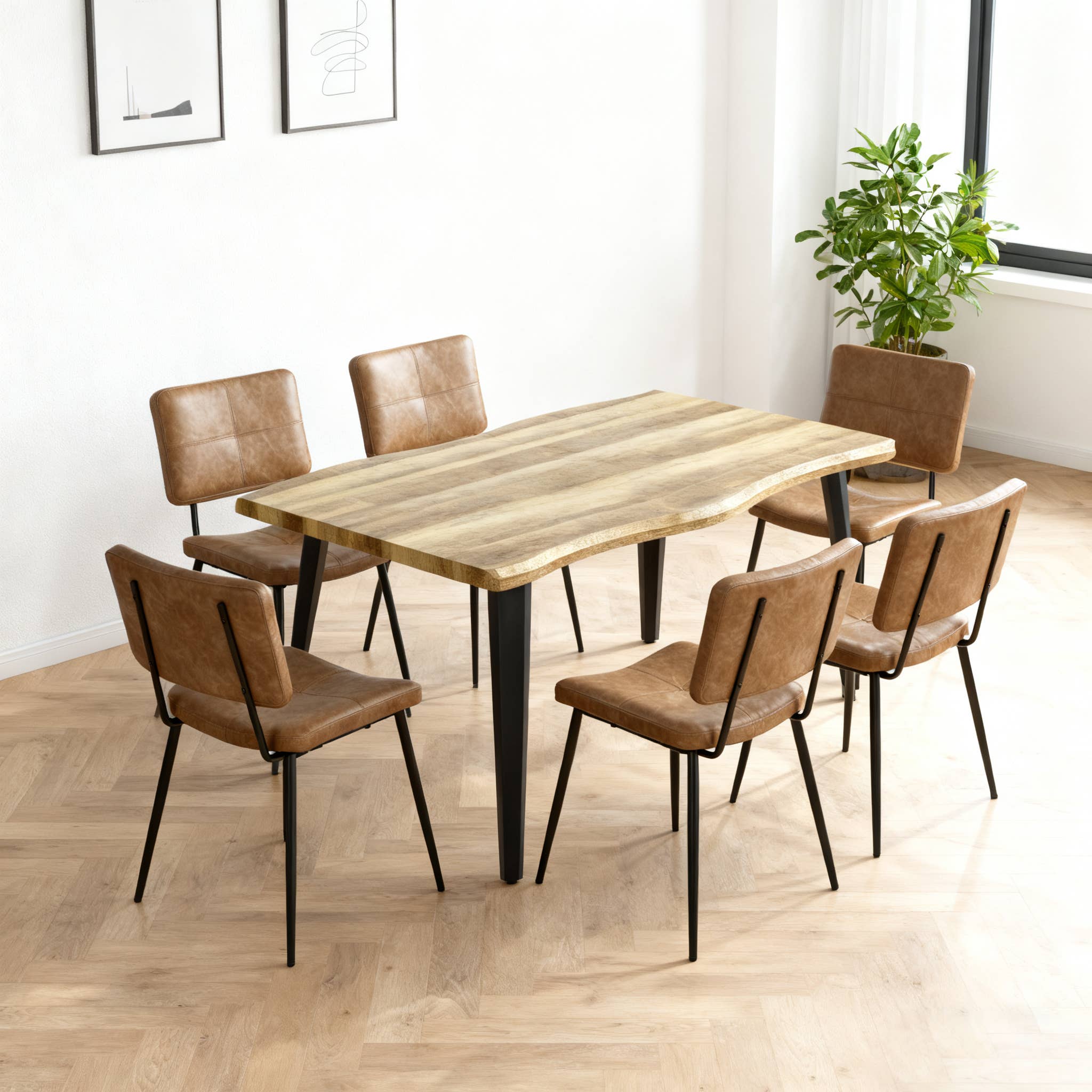 39F Inc. - Wholesale Chair - 5PCS/7PCS Dining Table Set Wood Top and PU Leather Chairs1