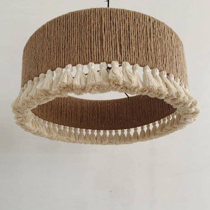 Joy's Arts - Wholesale Chandelier/Hanging Light - Boho Macrame Chandelier, Cozy Fall Pendant Light, Handmade Neutral Farmhouse Lampshade, Rusitc Jute Lighting2