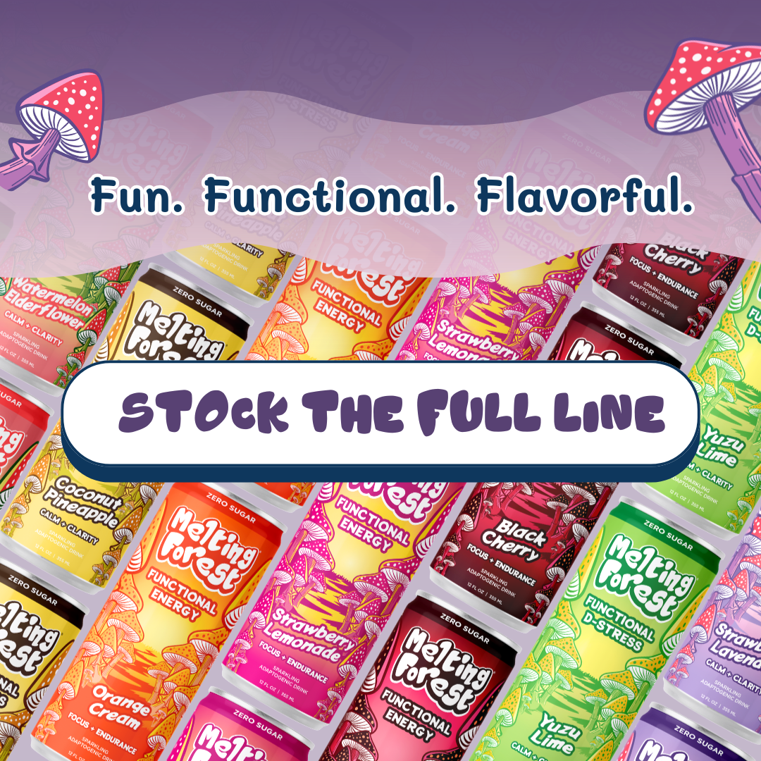 Melting Forest - Vente Eau gazeuse - Boisson aux champignons | Soulagement du stress | Fraise et lavande4