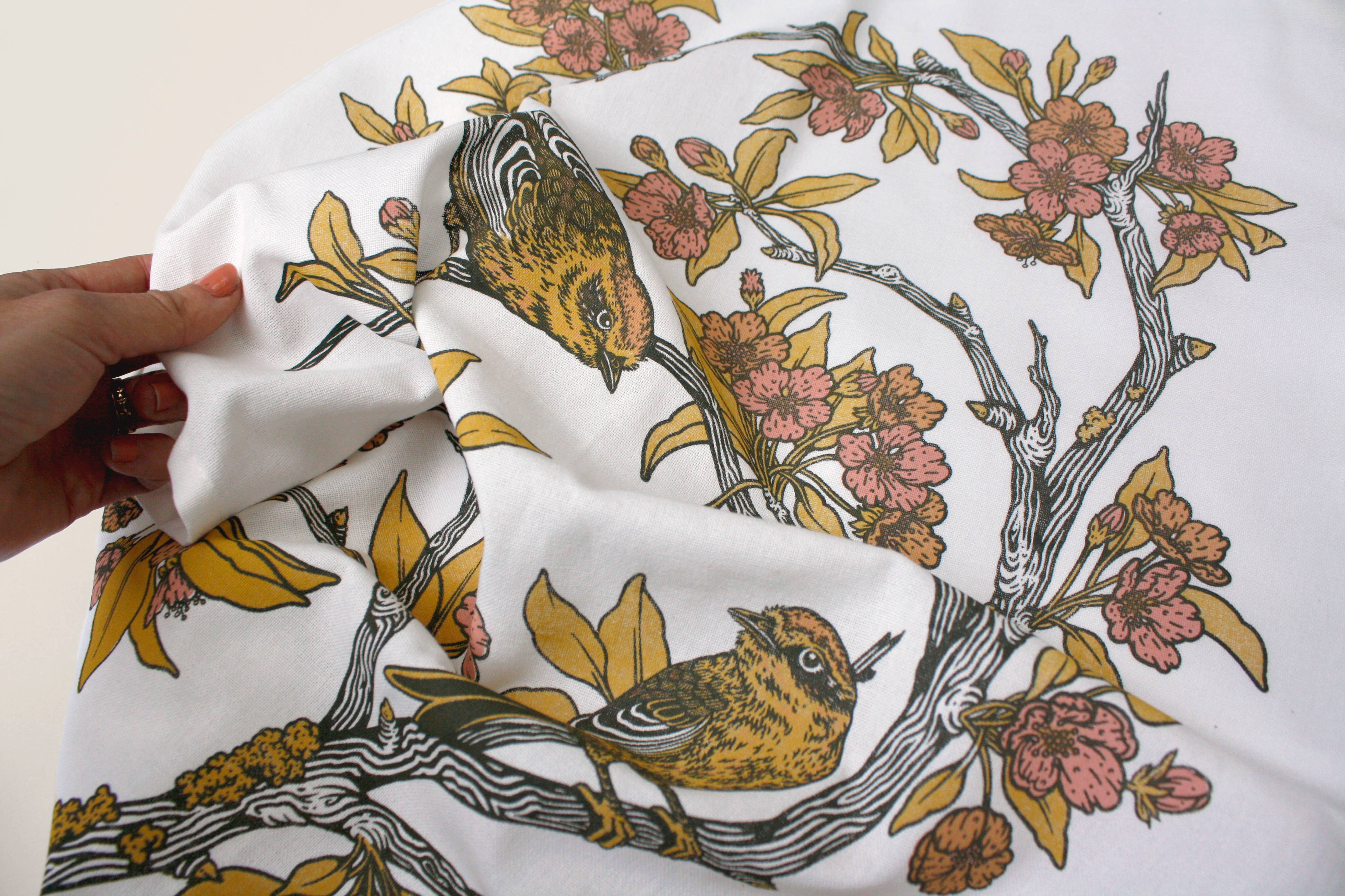 Mustard Beetle – wholesale Tea towel – Screenprinted Organic Cotton Tea Towel: Palm Warblers6