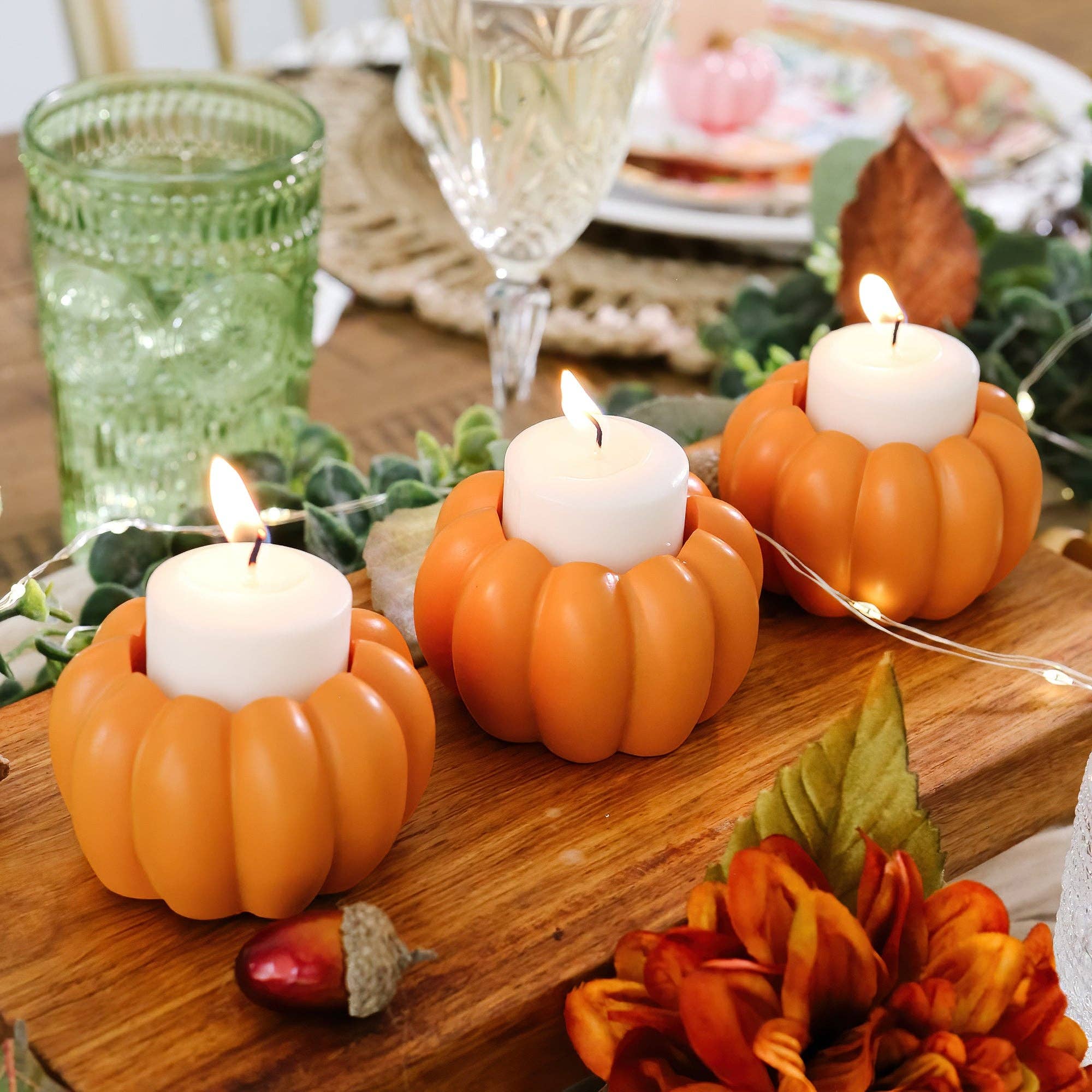Kate Aspen - Wholesale Candle Holder - 2-in-1 Pumpkin Tealight/Candlestick Holder (Set of 6) - Orange1
