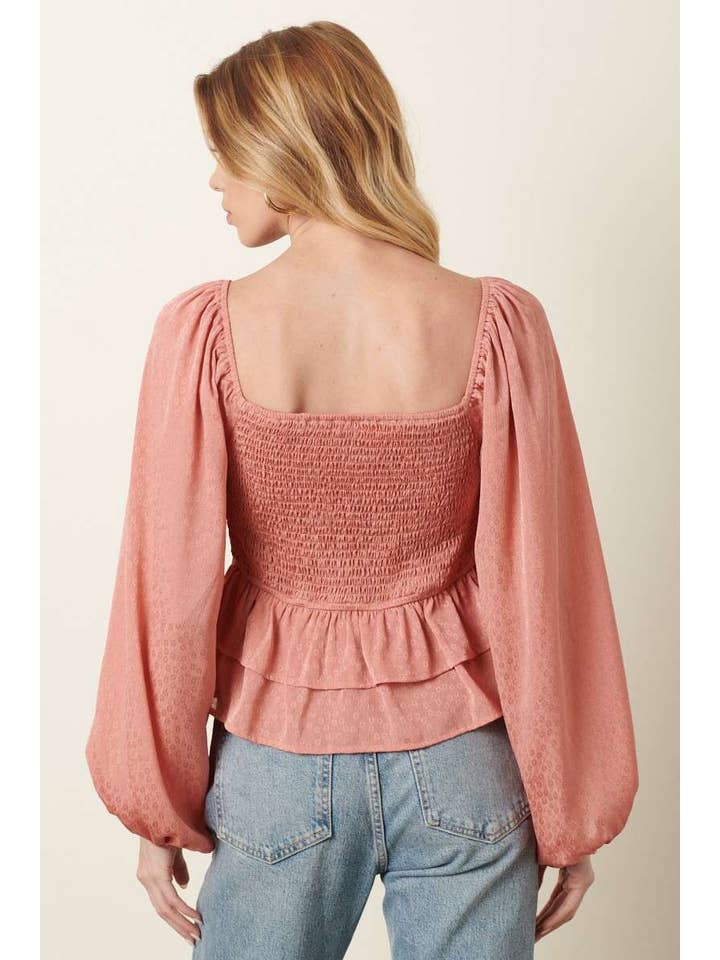 mittoshop - Vendita all'ingrosso Camicetta - Donna - H14432A-BLUSA CON CORPETTO IN JACQUARD A FIORI3