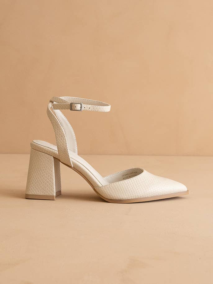 The Princess White | Pointed Toe Heel with Ankle Strap for wholesale by OASIS SOCIETY