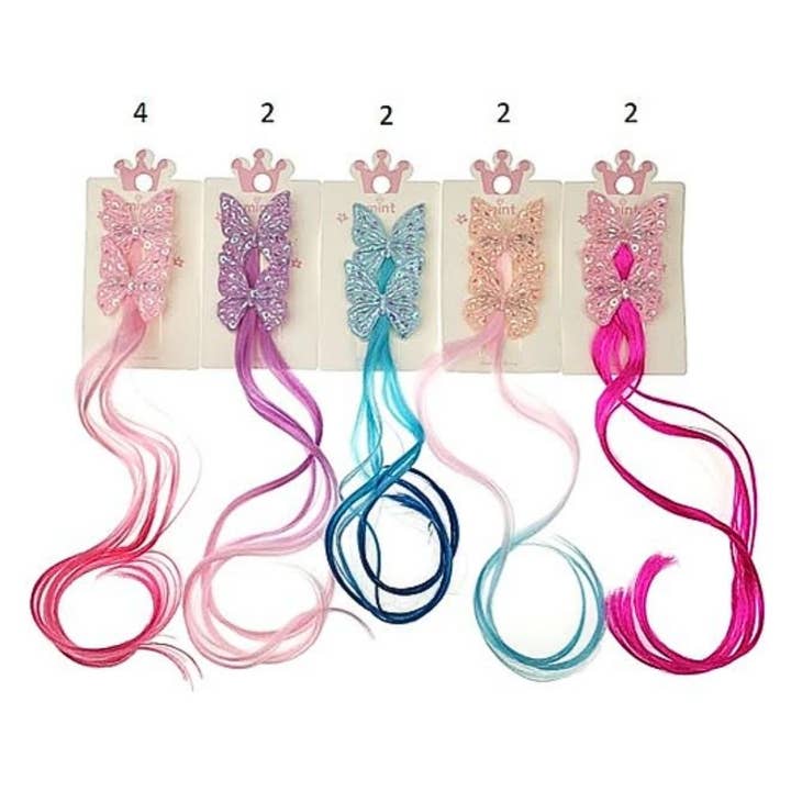Atlas Fashion - Wholesale Hair Clip - Kids - Ombré Hair Extension Butterfly Hair Clips1