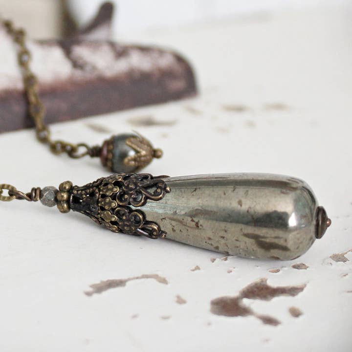 Circa 1890 - Wholesale Meditation Supplies - Pyrite Jewelry Pendulum | Abundance and Protection2