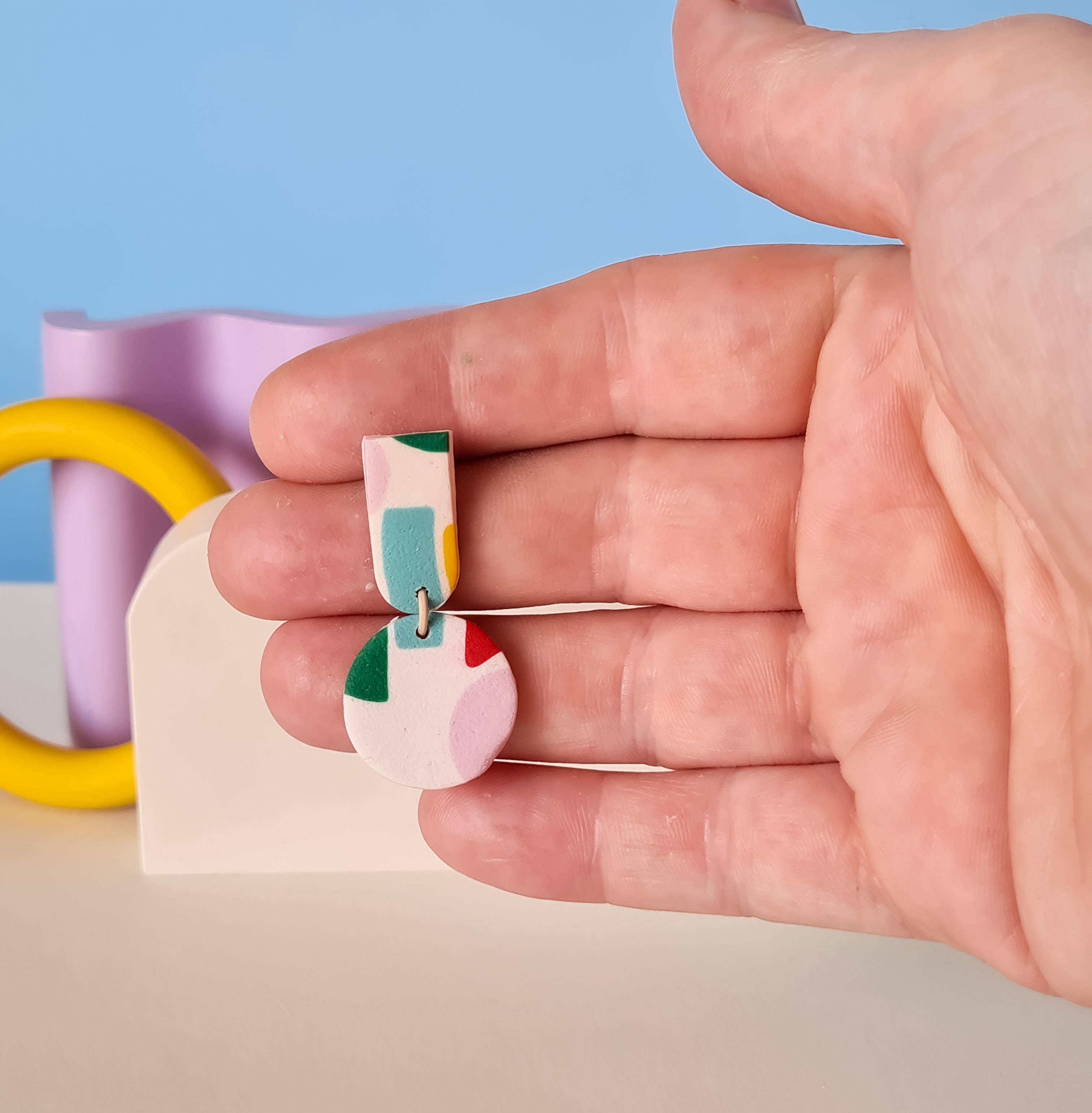 Mono - Wholesale Dangle Earrings - colorful patterned handmade clay earrings in 19 varieties32