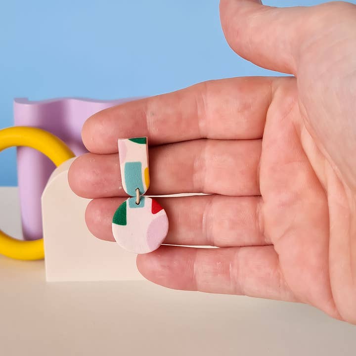 Mono - Wholesale Dangle Earrings - colorful patterned handmade clay earrings in 19 varieties32