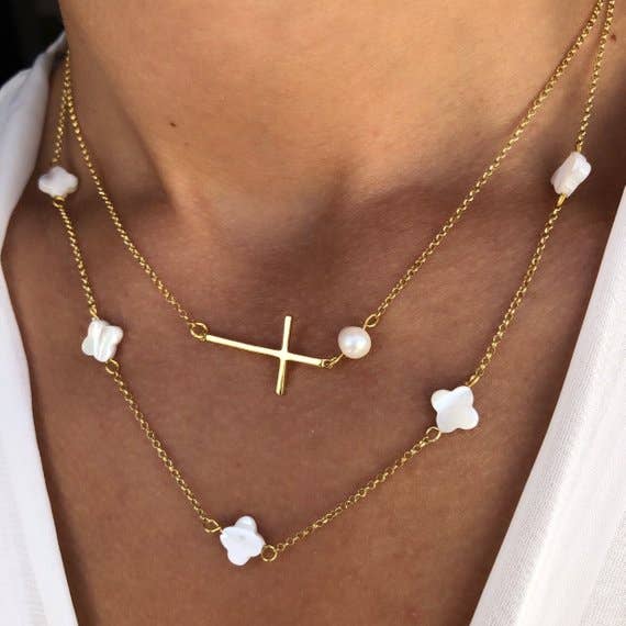 Christina Christi - Wholesale Pendant/Charm Necklace - Sideways Cross Necklace, Tiny Crosses Necklace,