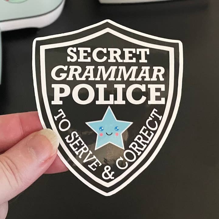 Police badge Sticker, Vinyl Sticker, Grammar for wholesale by Graceful Darkness, LLC