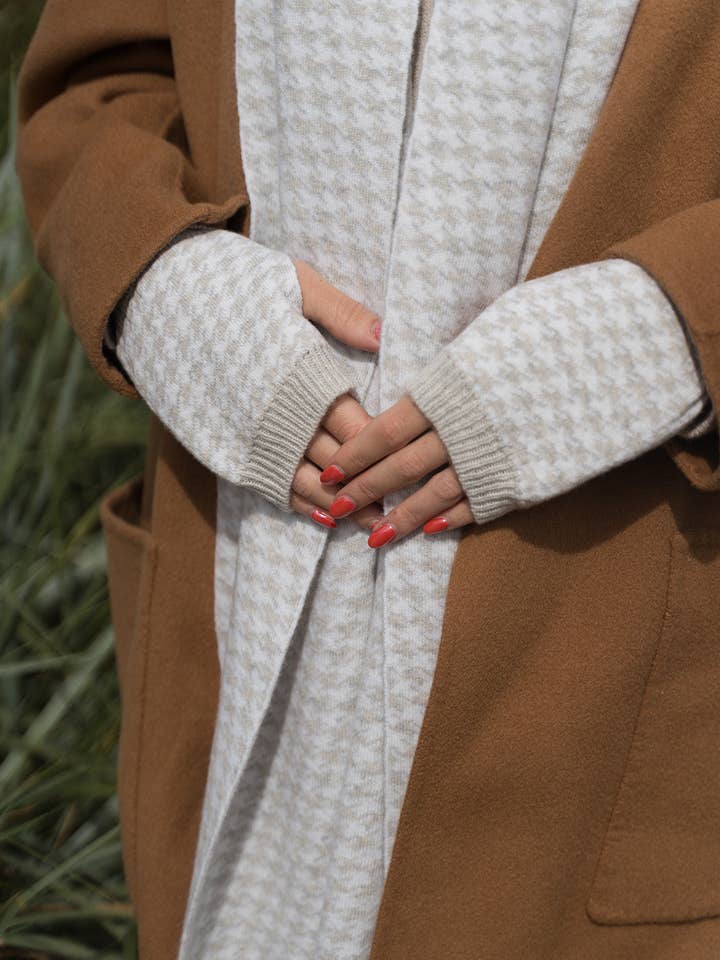 Nuage Houndstooth Wristwarmers for wholesale by Hilary Jane Keyes