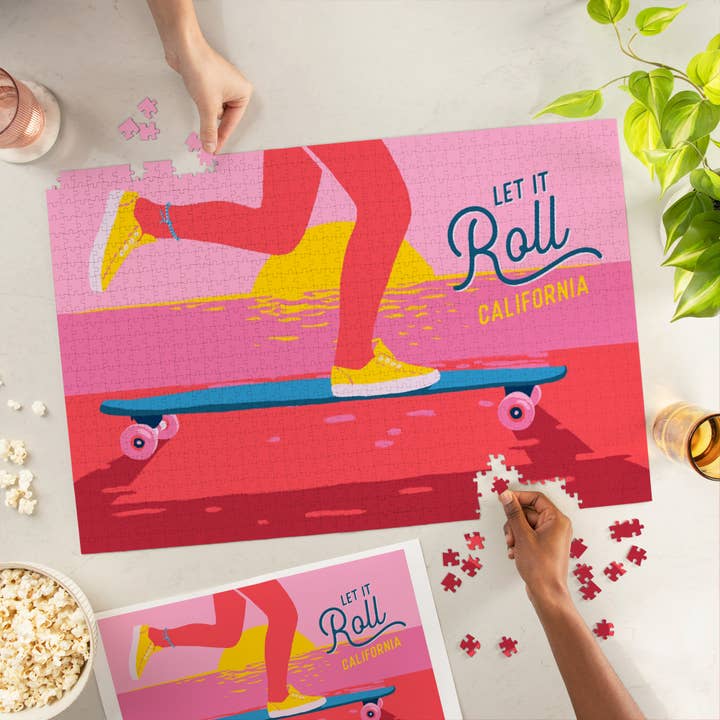 Lantern Press – wholesale Puzzle – Adult – 1000 PIECE PUZZLE California, Skateboarding, Let It Roll1