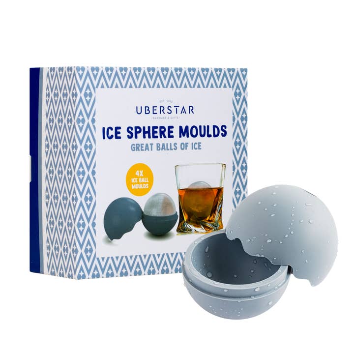 UBERSTAR – wholesale Ice tray/mould – Ice Sphere Molds - Set of 4 Blue8