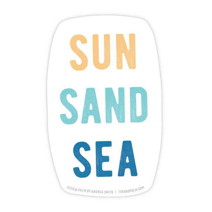 Sun Sand Sea Vinyl Sticker - Coastal Beach Sticker for wholesale by 7th & Palm