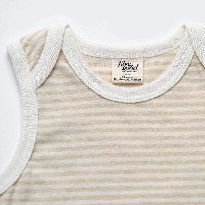 Fibre for Good - Wholesale Bodysuit (non-footed) – Baby - Undyed Organic Cotton Jersey Stripe Body suit5