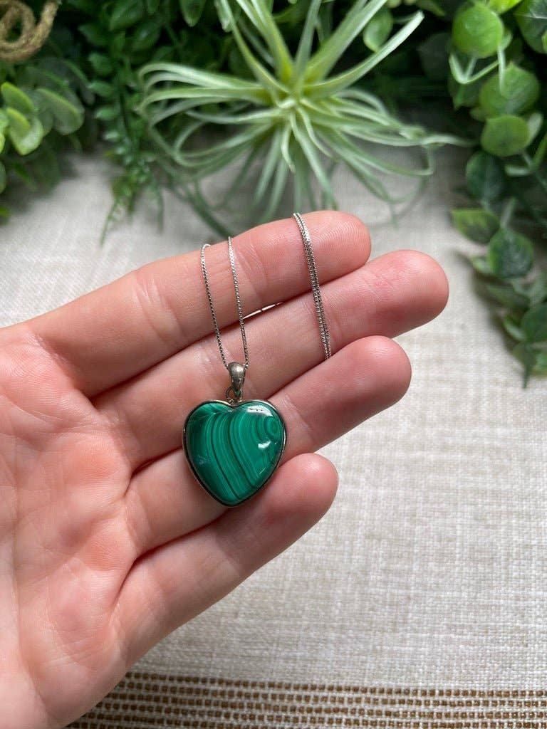 Copper Ashes - Wholesale Pendant/Charm Necklace - Sterling Silver Malachite Heart Necklace3