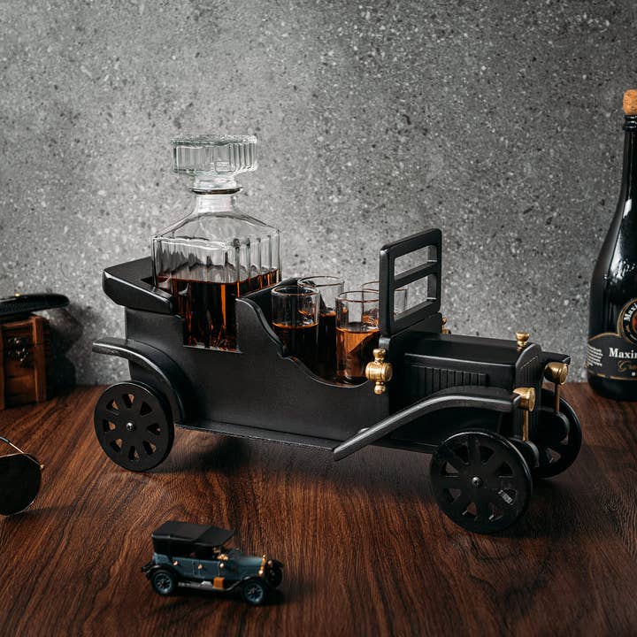 The Wine Savant / Khen Glassware - Wholesale Decanter - Old Fashioned Car Whiskey Decanter Set, Model T, Very Large
