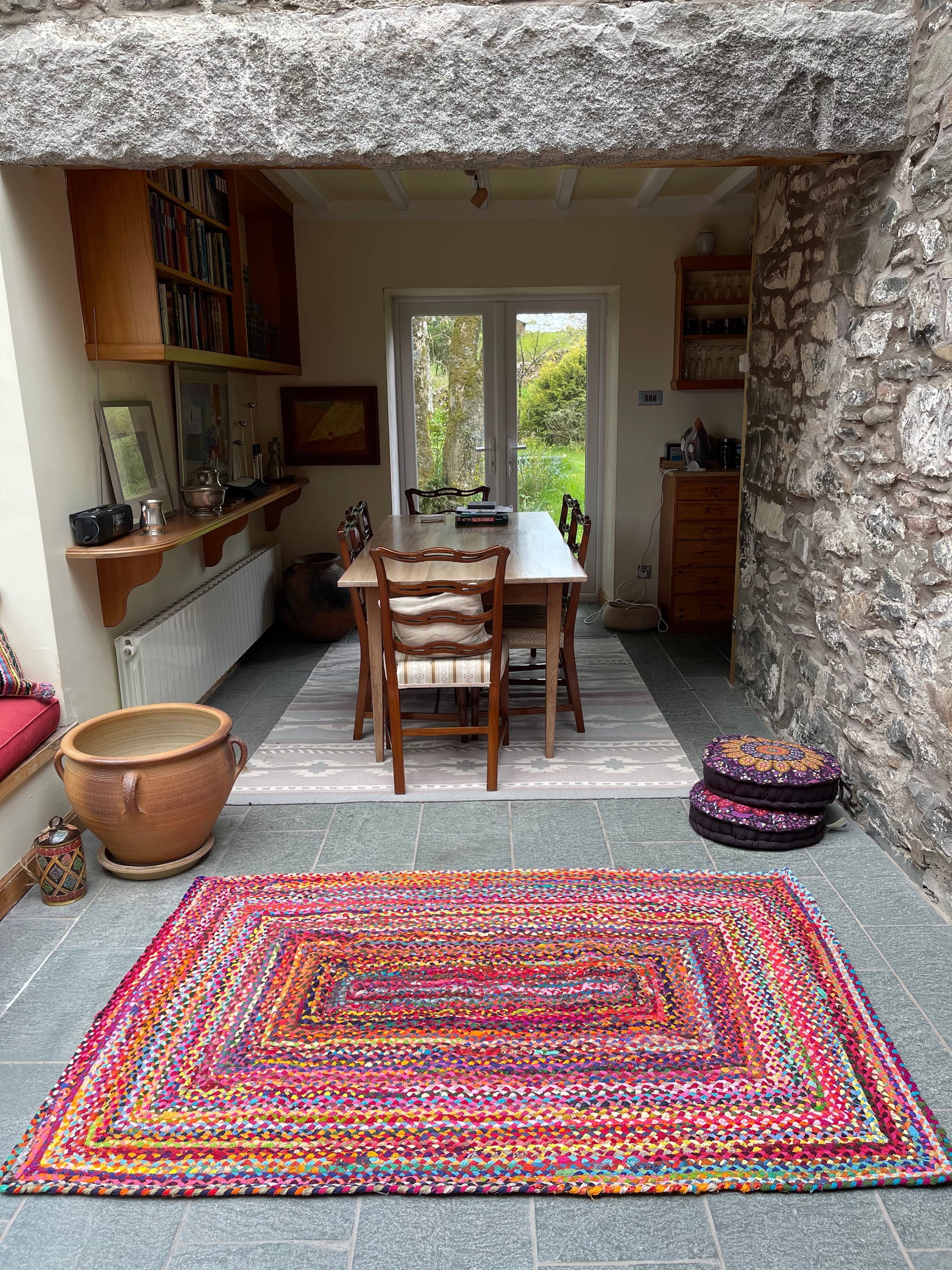 Second Nature Online – wholesale Area rug – SUNDAR Multi Color Area Rug Braided with Recycled Fabric6