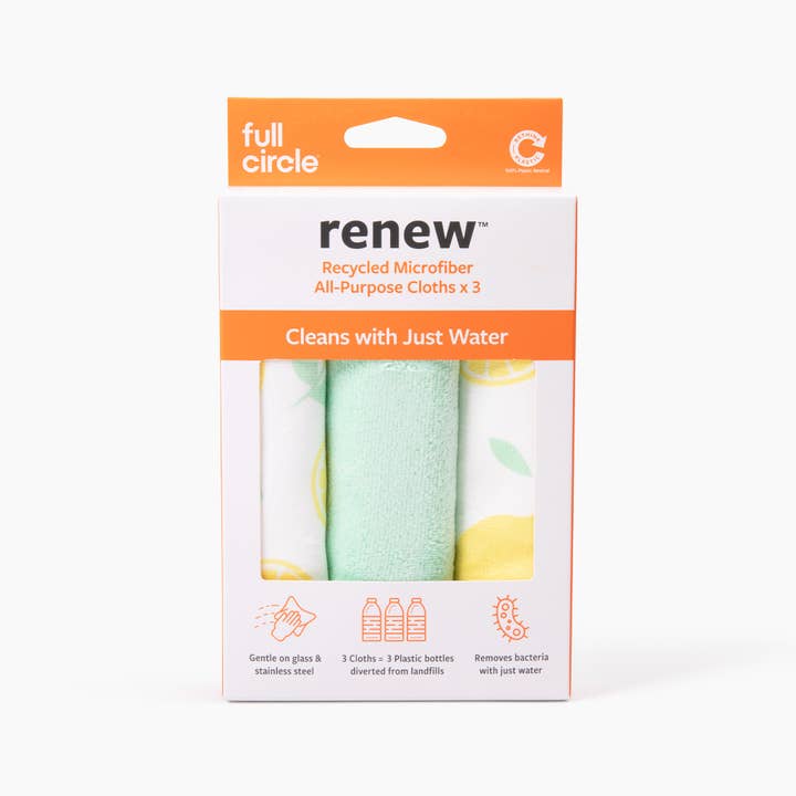 Renew Recycled All-Purpose Microfiber Cloths (set of 3) for wholesale by Full Circle Home