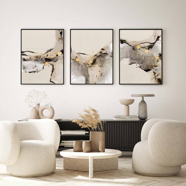 D'LUXE PRINTS - Wholesale Gallery Wall Set - Cobana Abstract Set of 3 Prints1
