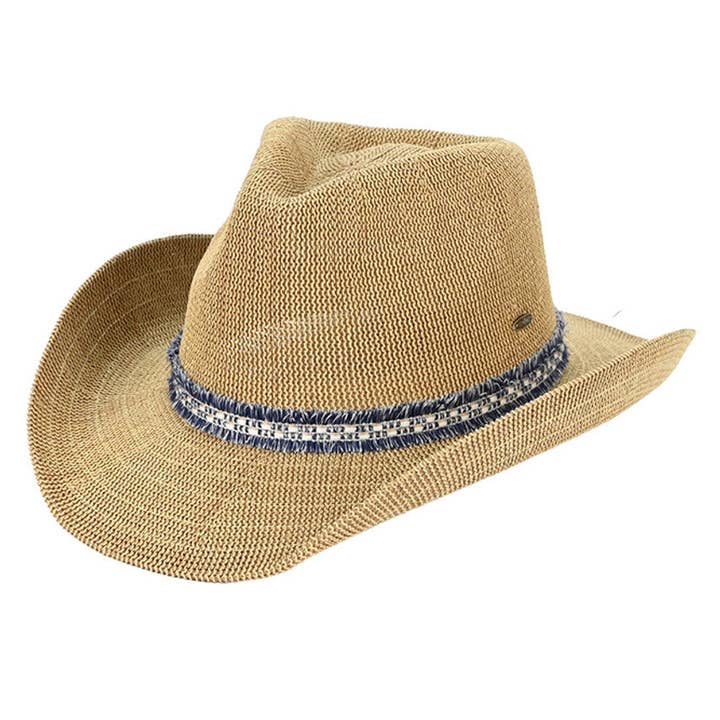 Sombrero de vaquero C.C con ribetes de flecos para venta al por mayor de Madeline Love