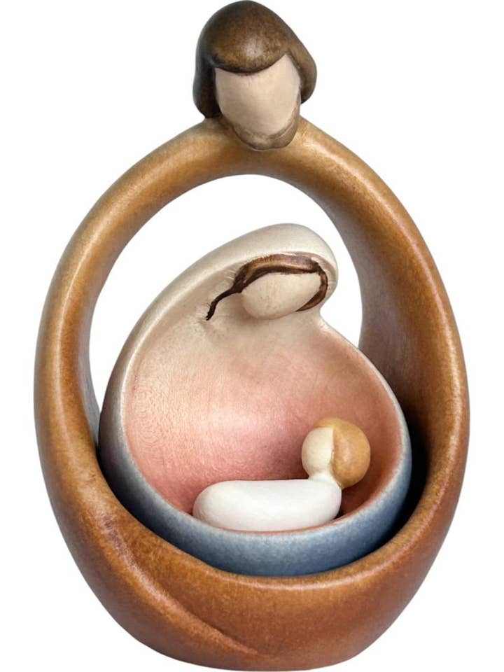 Holy Family Modern Minimalist Nativity - Wood Sculpture Val Gardena for wholesale by Dolfi