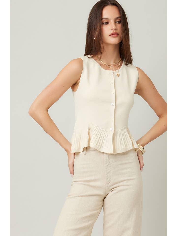 ILLA ILLA - Wholesale Cardigan - Women's - Everyday Comfort Knit Ruffle Hem Cardigan Sweater Tank12