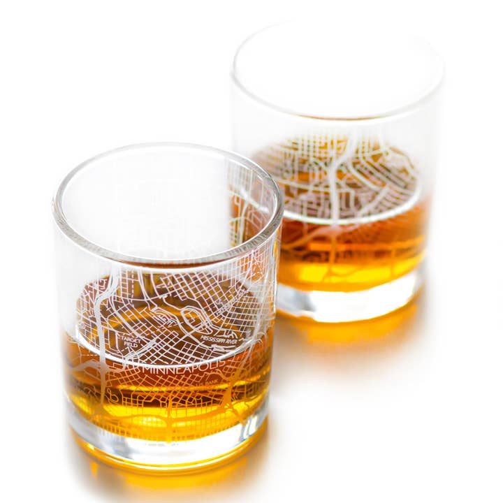 Minneapolis Whiskey Map Glass (Set of 2) for wholesale by RES|SCU