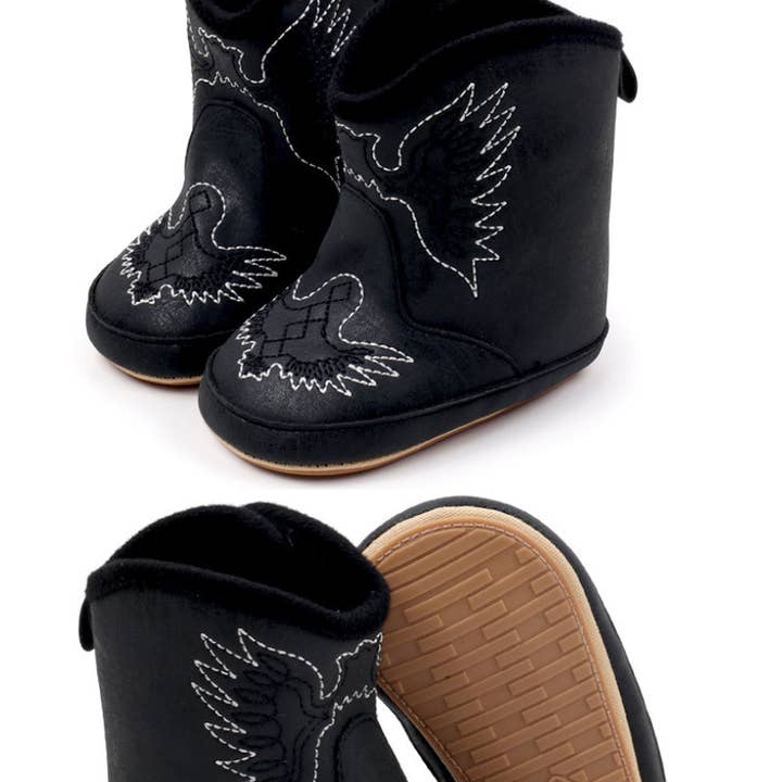 Kids Charm Online - Wholesale Booties - Baby - Black pleather baby  boots with velcro. MY3167B1