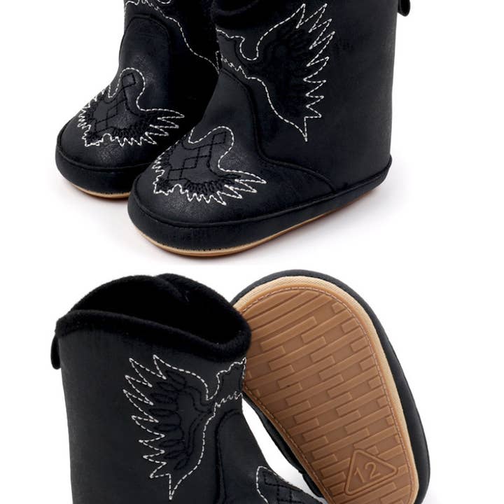 Kids Charm Online - Vente Bottines – bébé - Bottes pour bébé en similicuir noir avec velcro. MY3167B6