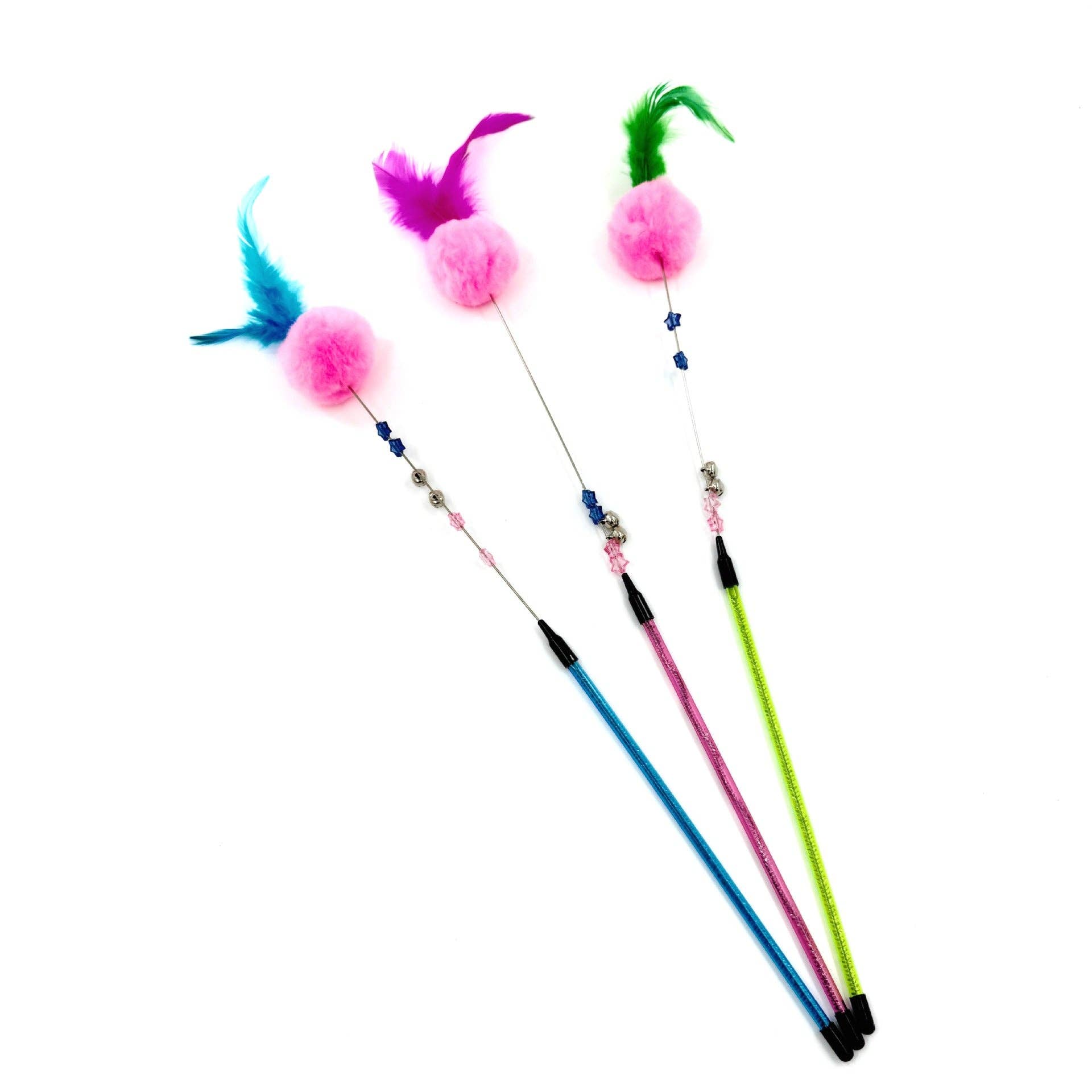 Cheerhunting – wholesale Pet toy – Cat – Moo - Pom-Pom Feather Cat Teaser Stick4