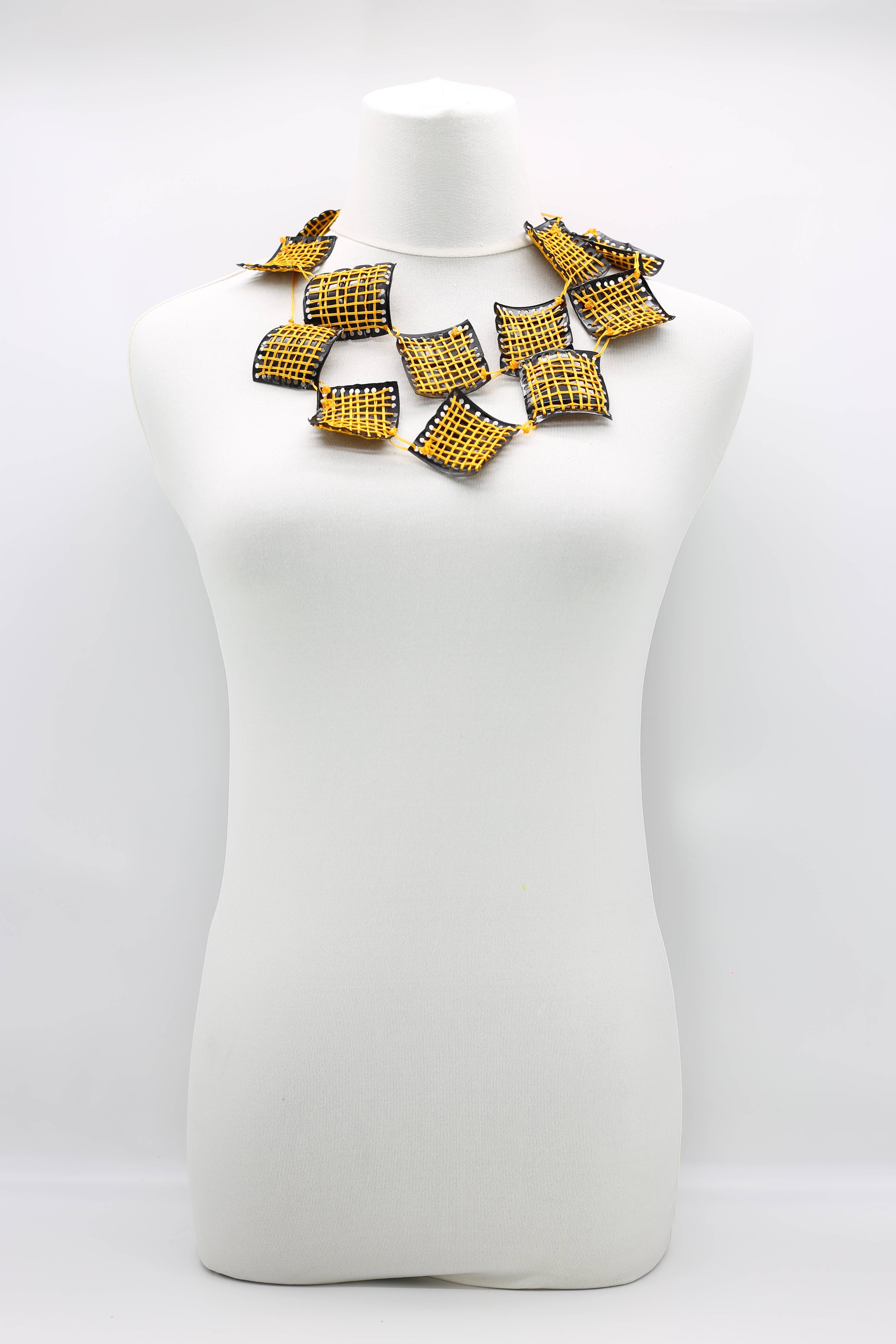 Jianhui London - Wholesale Bib Necklace - Thread On Square Recycled Plastic Necklace1