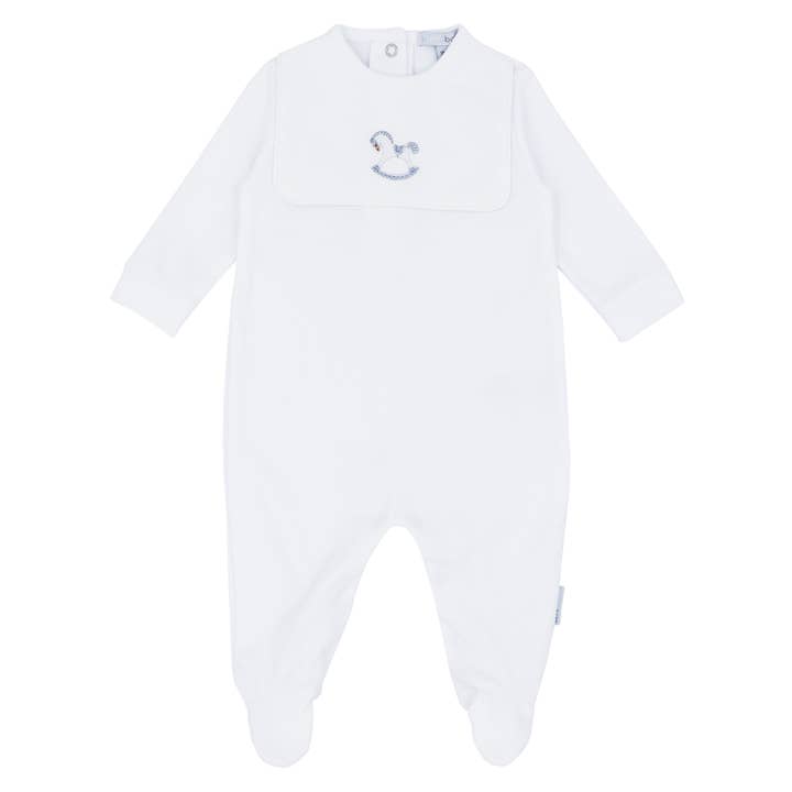 Hvid natdragt og hagesmæk med gyngehest - Pakke med 3 for engroshandel hos Blues Baby