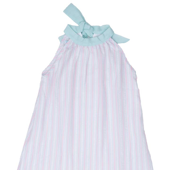 Jewel Pink & Aqua Stripe Dress for wholesale by The Oaks Apparel Company