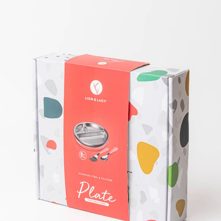 Lion & Lady - Wholesale Feeding Set - Baby - 18/8 Stainless Toddler Plate with silicone suction base, spoon and fork9