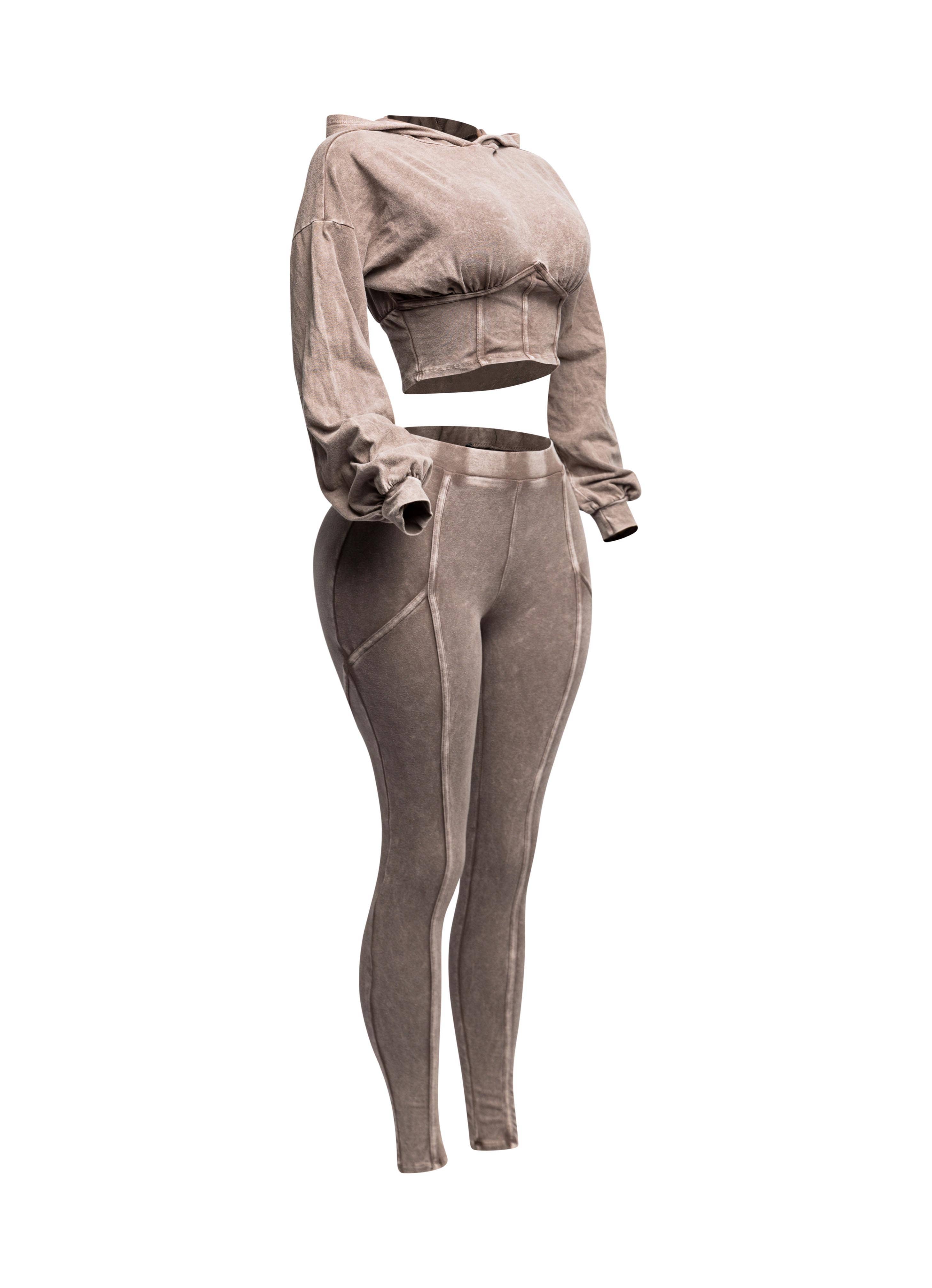 K Too - Wholesale Tops Set - Women's - Mineral washed hood top & leggings set7