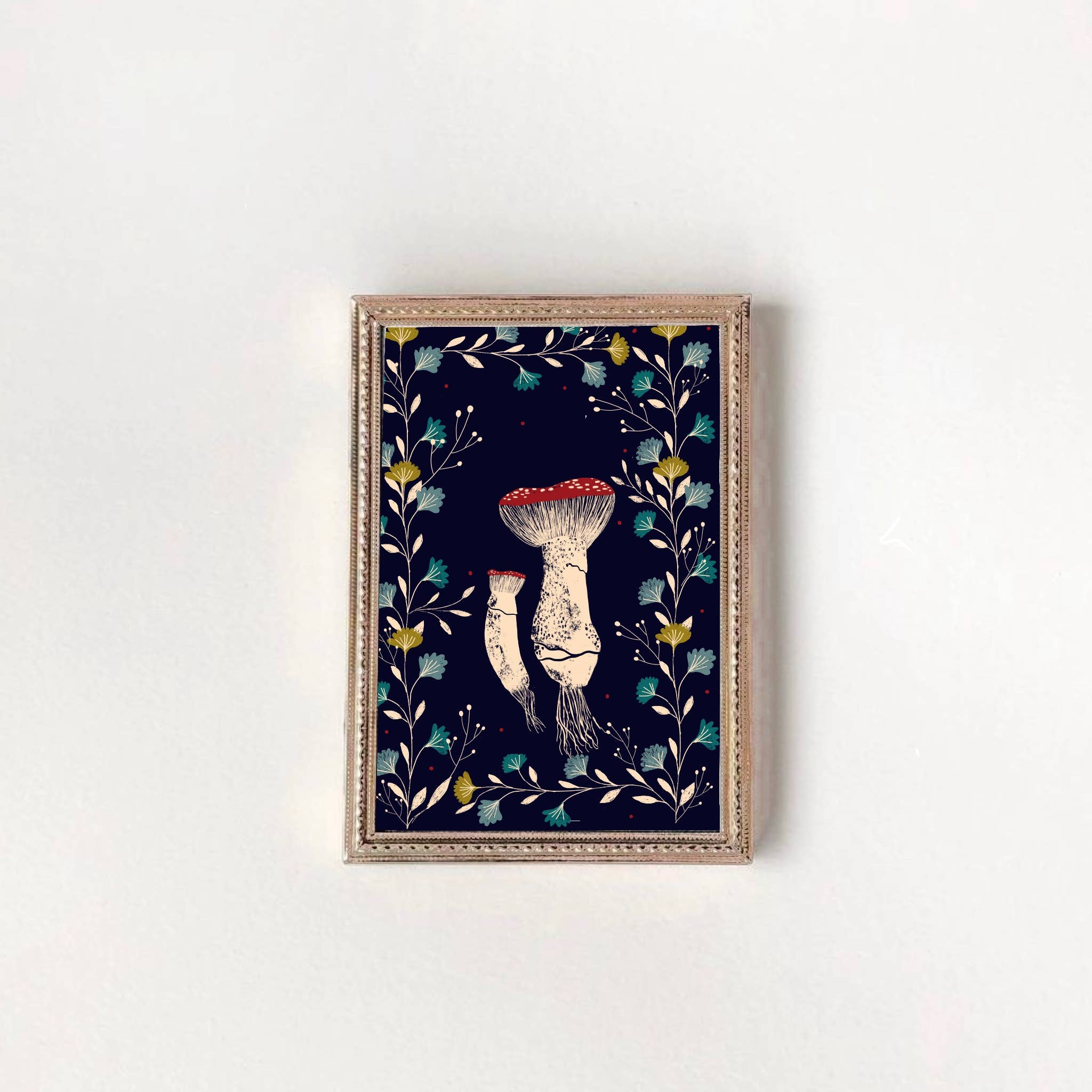 Carole Hillman - Wholesale Everyday Greeting Card - Little Mushrooms and flowers greeting card A61