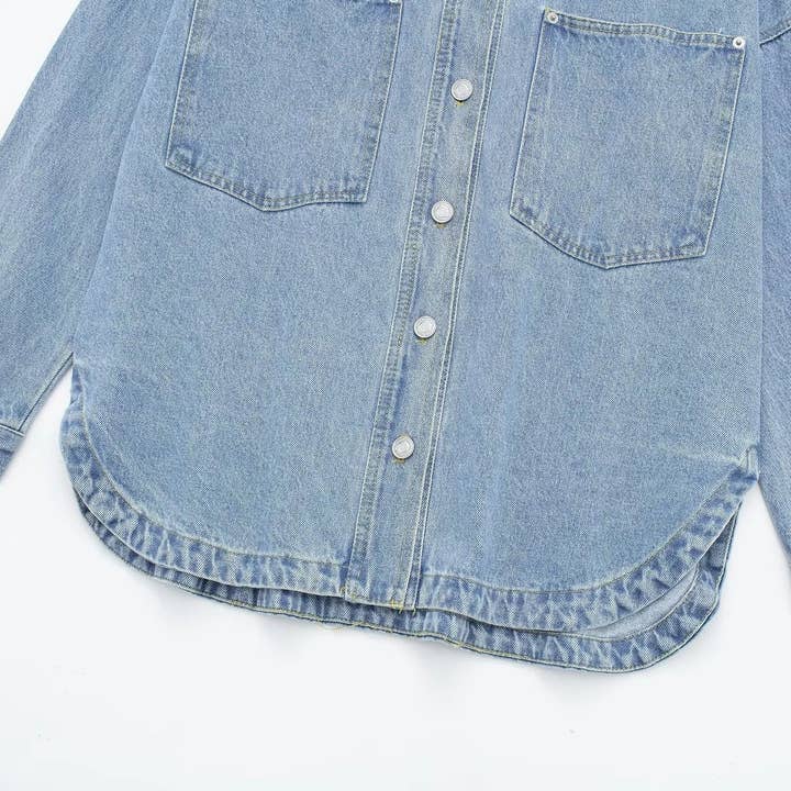 As Shown European Summer Denim Shirt Jacket Chic Cool for wholesale on Faire9
