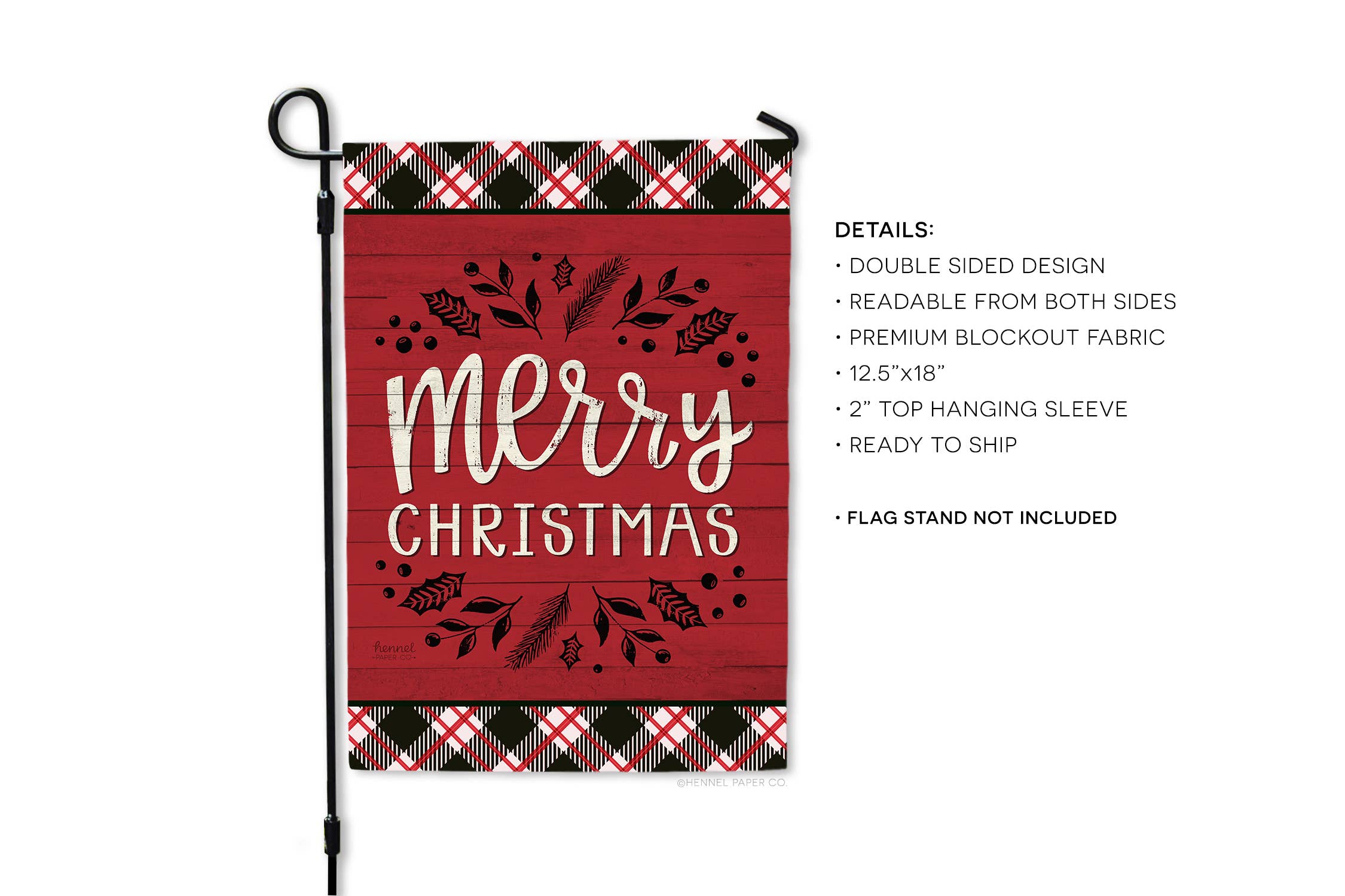 Hennel Paper Co. - Wholesale Flag - Garden Flag - Merry Christmas2