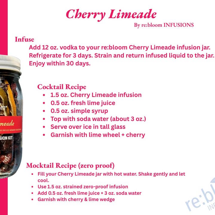 RE:BLOOM INFUSIONS LLC - Wholesale DIY Drink Kit - Cherry Limeade Dehydrated Infusion Kit3