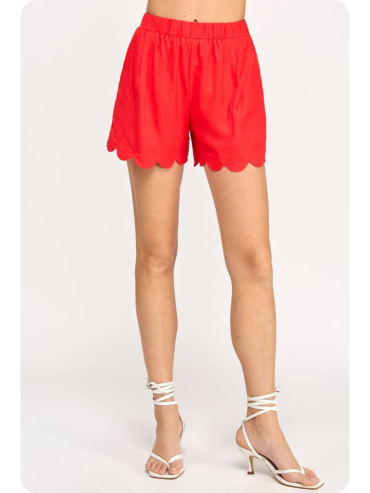 Strut & Bolt - Wholesale Shorts - Women's - Scallop Hem Linen Shorts
