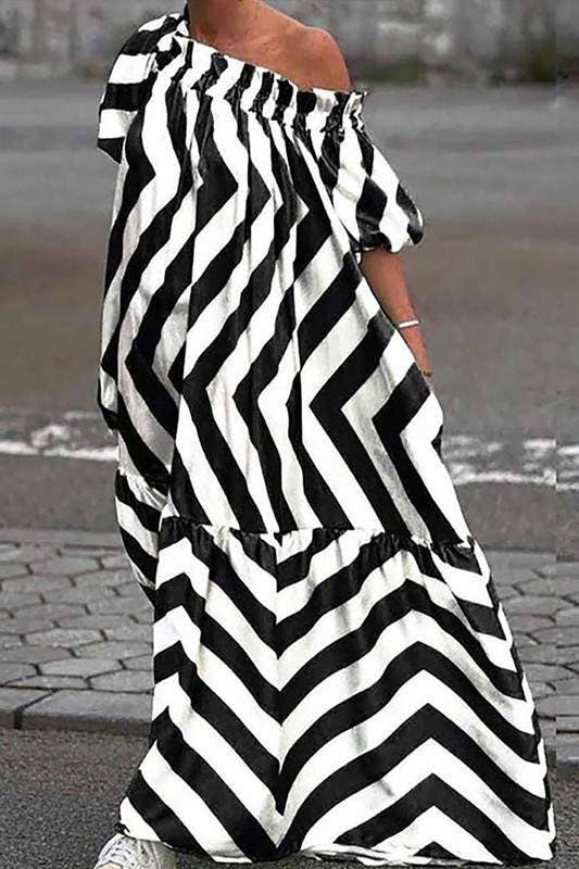 Flarix - Wholesale Dress - Women's - print off shoulder maxi dress0