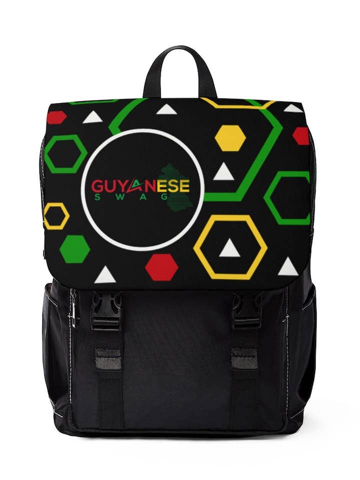 Guyanese Swag Artistic Ice Gold Green Unisex Casual Shoulder Backpack for wholesale by Guyanese Swag