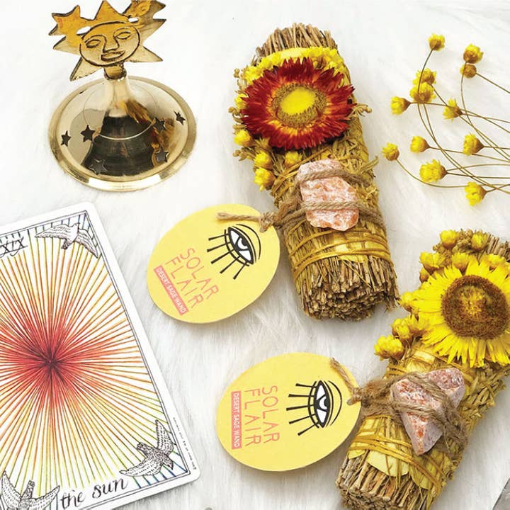 RITUAL GYPSY SAGE WANDS - Wholesale Sage bundle - 'SOLAR FLAIR' Ritual Wand (Desert Sage + Sunstone)