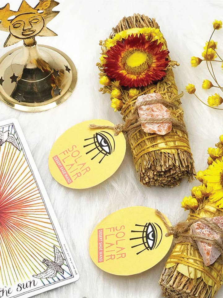 'SOLAR FLAIR' Ritual Wand (Desert Sage + Sunstone) for wholesale by RITUAL GYPSY SAGE WANDS