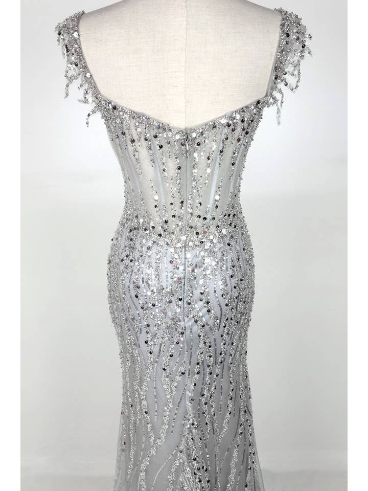 Chicas - Wholesale Gown - Women's - Off the Shoulder Sequin and Bead Long Dress C33165