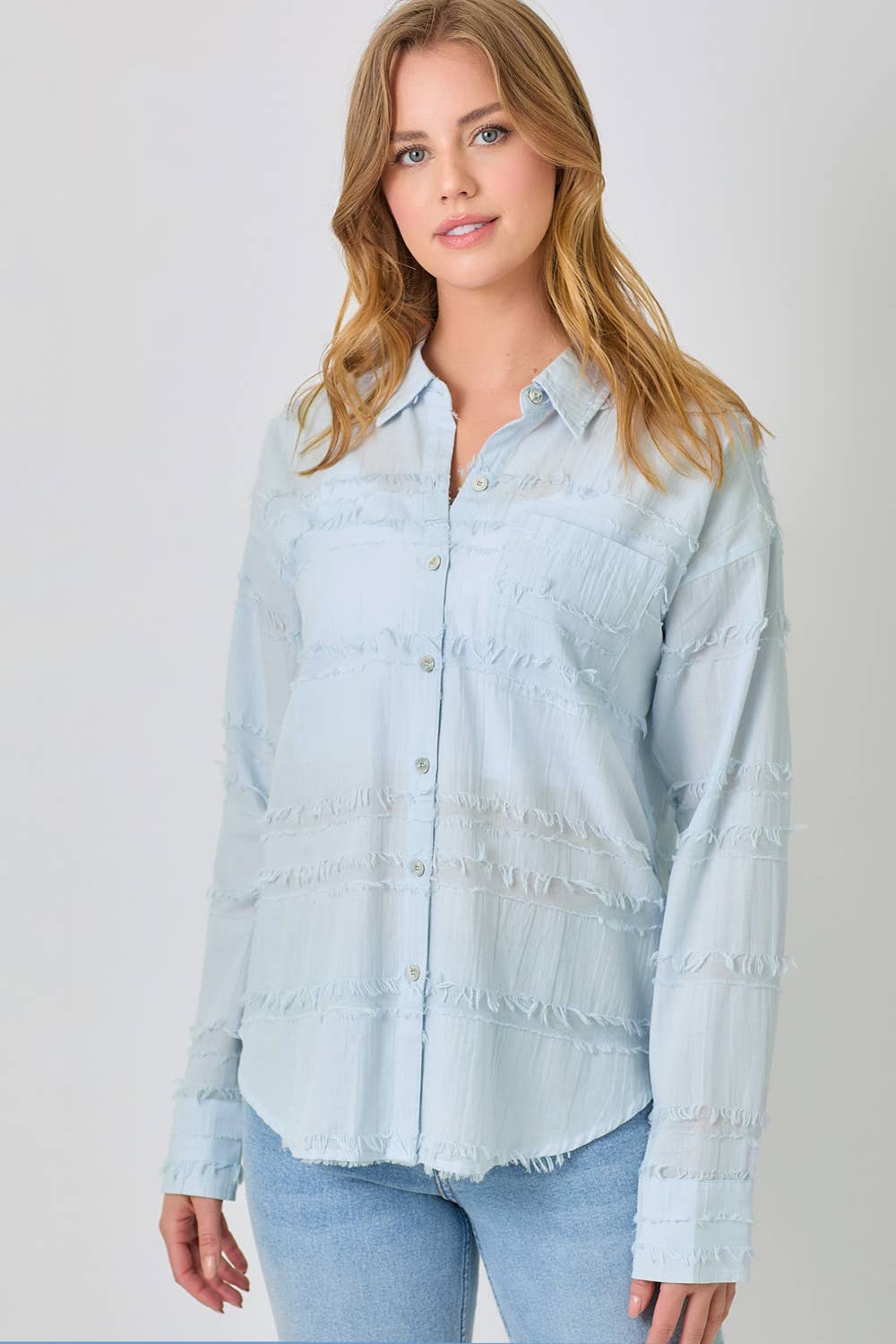 Mystree - Vendita all'ingrosso Camicia button down - Donna - Camicia in Garza Testurizzata con Bottoni 600008