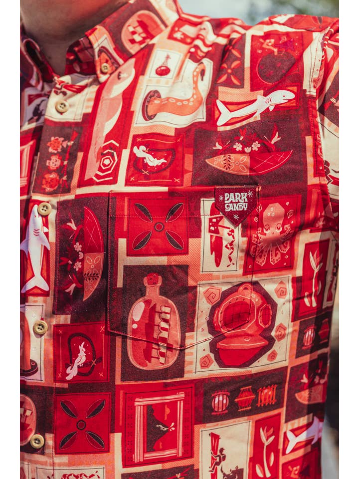 Park Candy - Wholesale Shirt - Unisex - Red Lava Tiki Tiki Button Up Shirt2