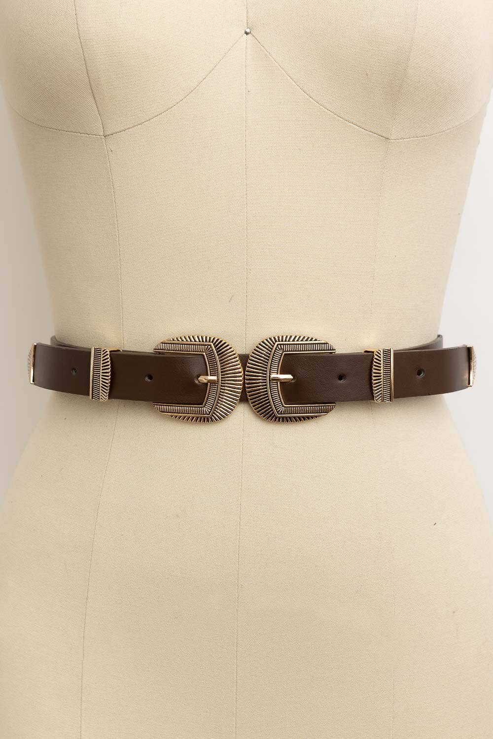 Leto Accessories - Wholesale Riem - Dames - Bestseller! - Riem van imitatieleer met dubbele gesp in westerse stijl1