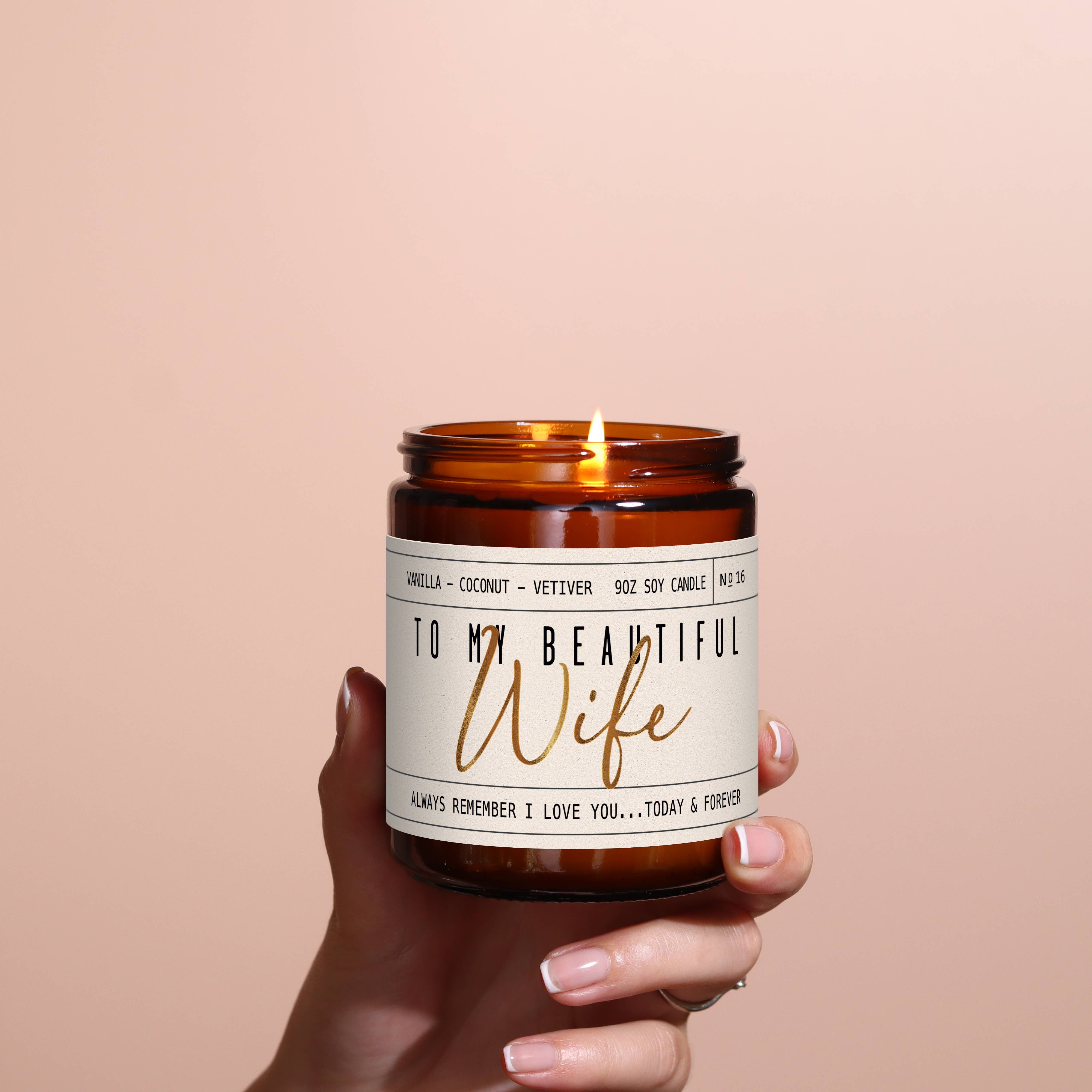 Soy and Sass - Vente Bougie en bocal - À ma belle épouse Bougie - Pot en ambre - 9 oz