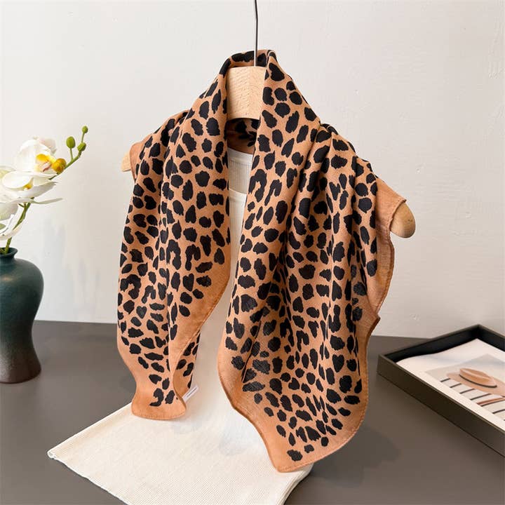 ACCITY - Wholesale Head Scarf - Women's - Vintage Leopard Herringbone Linen Headscarf_CWASC034261
